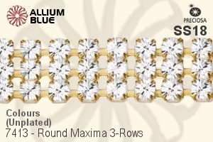 Preciosa Round Maxima 3-Rows Cupchain (7413 7177), Unplated Raw Brass, With Stones in SS18 - Colours