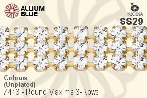 Preciosa Round Maxima 3-Rows Cupchain (7413 7183), Unplated Raw Brass, With Stones in SS29 - Colours
