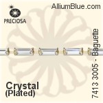 Preciosa Baguette Maxima Cupchain (7413 3005), Unplated Raw Brass, With Stones in 7x3mm - Crystal Effects