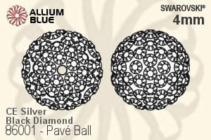 Swarovski Pavé Ball (86001) 4mm - CE Silver / Black Diamond