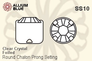 Premium Crystal Round Chaton in Prong Setting SS10 - Clear Crystal With Foiling