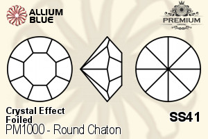 PREMIUM Round Chaton (PM1000) SS41 - Crystal Effect With Foiling