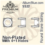 PREMIUM Round Stone Setting (PM1100/S), With Sew-on Holes, SS22 (4.9 - 5.1mm), Unplated Brass