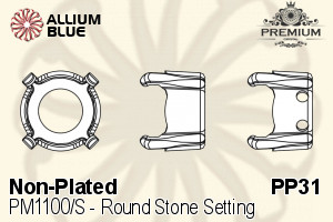 PREMIUM Round Stone Setting (PM1100/S), With 1 Loop, PP31 (3.8 - 4.0mm), Unplated Brass