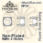PREMIUM Round Stone Setting (PM1100/S), With Sew-on Holes, PP31 (3.8 - 4.0mm), Unplated Steel