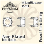 PREMIUM Round Stone Setting (PM1100/S), No Hole, SS19 (4.4 - 4.6mm), Unplated Brass