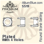 PREMIUM Baguette 石座, (PM4500/S), 縫い穴付き, 4x2mm, メッキあり 真鍮