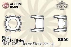 PREMIUM Round Stone Setting (PM1100/S), With Sew-on Holes, SS50 (11.7 - 12.0mm), Plated Brass
