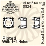 PREMIUM Round Stone Crown Setting (PM1103/S), With Sew-on Holes, SS34, Plated Brass