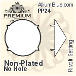 PREMIUM Rivoli Setting (PM1122/S), No Hole, SS34 (7.4mm), Unplated Brass