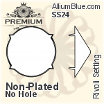 PREMIUM Rivoli 石座, (PM1122/S), 縫い穴なし, SS24 (5.4mm), メッキなし 真鍮