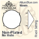 PREMIUM Rivoli Setting (PM1122/S), No Hole, PP28 (3.5mm), Unplated Brass