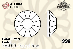 PREMIUM CRYSTAL Round Rose Flat Back SS6 Sapphire AB F