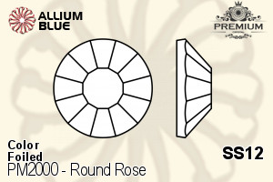 PREMIUM CRYSTAL Round Rose Flat Back SS12 White Opal F
