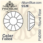 PREMIUM Round フラットバック Cross-Groove 石座, (PM2000/S), 縫い付けクロス溝付き, SS20 (4.8mm), メッキあり 真鍮