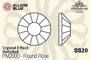 PREMIUM Round Rose Flat Back (PM2000) SS20 - Crystal Effect Unfoiled