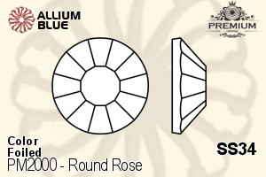 PREMIUM CRYSTAL Round Rose Flat Back SS34 Light Rose F