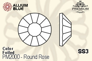 PREMIUM CRYSTAL Round Rose Flat Back SS3 Montana F
