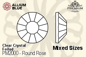 PREMIUM CRYSTAL Round Rose Flat Back Mixed Sizes Crystal F