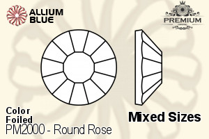 PREMIUM CRYSTAL Round Rose Flat Back Mixed Sizes Light Rose F