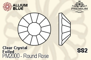 PREMIUM CRYSTAL Round Rose Flat Back SS2 Crystal F