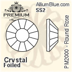 PREMIUM Round Rose Flat Back (PM2000) SS2 - Clear Crystal With Foiling