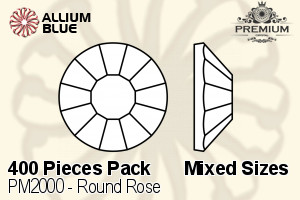PREMIUM CRYSTAL Round Rose Flat Back Mixed Sizes Sapphire F