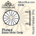PREMIUM Round フラットバック Pin-Through 石座, (PM2001/S), ピン スルー, SS18 (4.4mm), メッキあり 真鍮