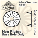 PREMIUM Round フラットバック Pin-Through 石座, (PM2001/S), ピン スルー, SS12 (3.2mm), メッキなし 真鍮