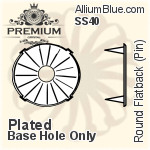 PREMIUM Round フラットバック Pin-Through 石座, (PM2001/S), ピン スルー, SS40 (8.7mm), メッキあり 真鍮