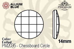 PREMIUM CRYSTAL Chessboard Circle Flat Back 14mm Aqua F