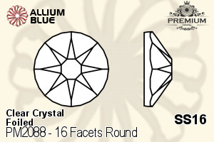 PREMIUM CRYSTAL 16 Facets Round Flat Back SS16 Crystal F