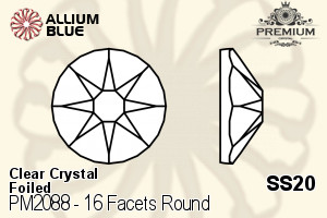 PREMIUM CRYSTAL 16 Facets Round Flat Back SS20 Crystal F