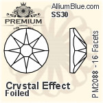 PREMIUM 16 Facets Round Flat Back (PM2088) SS30 - Crystal Effect With Foiling
