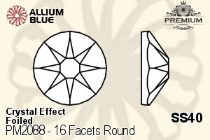 PREMIUM CRYSTAL 16 Facets Round Flat Back SS40 Crystal Aurore Boreale F