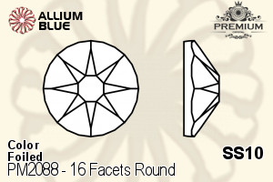 PREMIUM CRYSTAL 16 Facets Round Flat Back SS10 Light Sapphire F