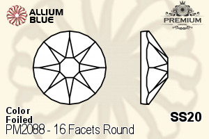 PREMIUM CRYSTAL 16 Facets Round Flat Back SS20 Sapphire F