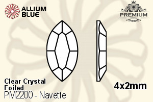 PREMIUM CRYSTAL Navette Flat Back 4x2mm Crystal F