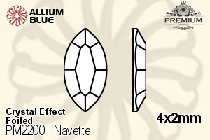 PREMIUM CRYSTAL Navette Flat Back 4x2mm Crystal Aurore Boreale F