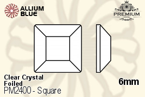 PREMIUM Square Flat Back (PM2400) 6mm - Clear Crystal With Foiling