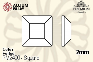 PREMIUM CRYSTAL Square Flat Back 2mm Light Sapphire F