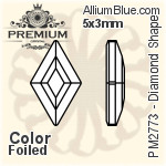 プレミアム Diamond Shape Flat Back (PM2773) 5x3mm - カラー 裏面フォイル