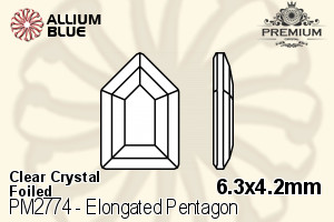 PREMIUM CRYSTAL Elongated Pentagon Flat Back 6.3x4.2mm Crystal F