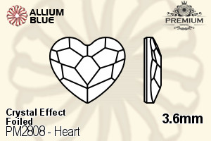 PREMIUM Heart Flat Back (PM2808) 3.6mm - Crystal Effect With Foiling