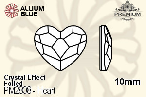 PREMIUM Heart Flat Back (PM2808) 10mm - Crystal Effect With Foiling