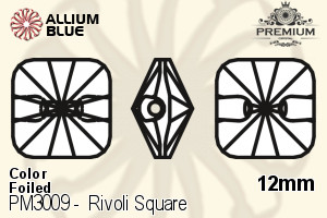 PREMIUM Rivoli Square Sew-on Stone (PM3009) 12mm - Color With Foiling