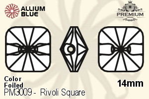 PREMIUM Rivoli Square Sew-on Stone (PM3009) 14mm - Color With Foiling