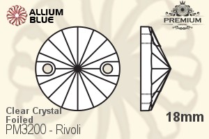 PREMIUM Rivoli Sew-on Stone (PM3200) 18mm - Clear Crystal With Foiling
