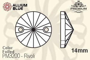 PREMIUM CRYSTAL Rivoli Sew-on Stone 14mm Blue Zircon F