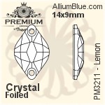 PREMIUM Lemon Sew-on Stone (PM3211) 14x9mm - Clear Crystal With Foiling